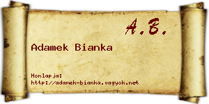 Adamek Bianka névjegykártya